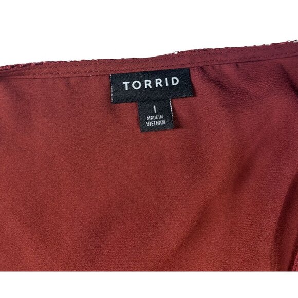 Torrid Lace Kimono Top Women's Size 1X Burgundy Short Sleeve Boho Style‎ - Picture 7 of 8